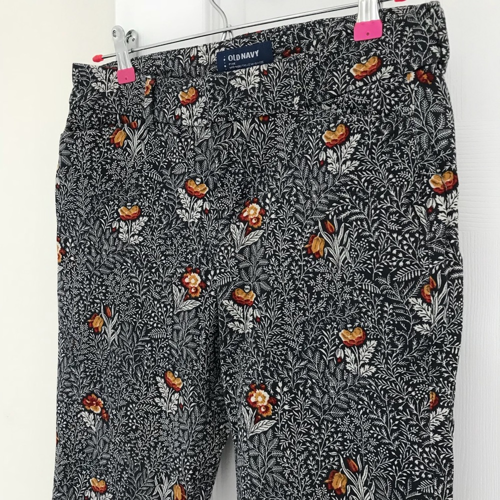 Blue Floral Skinny Ankle Length Pants